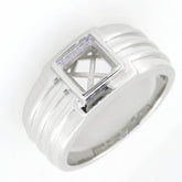 Men's Ring Settings Ring Mounting 14K White Gold Semi Mount Ring Setting Princess SQ 6.5X6.5mm - Syzjewelry